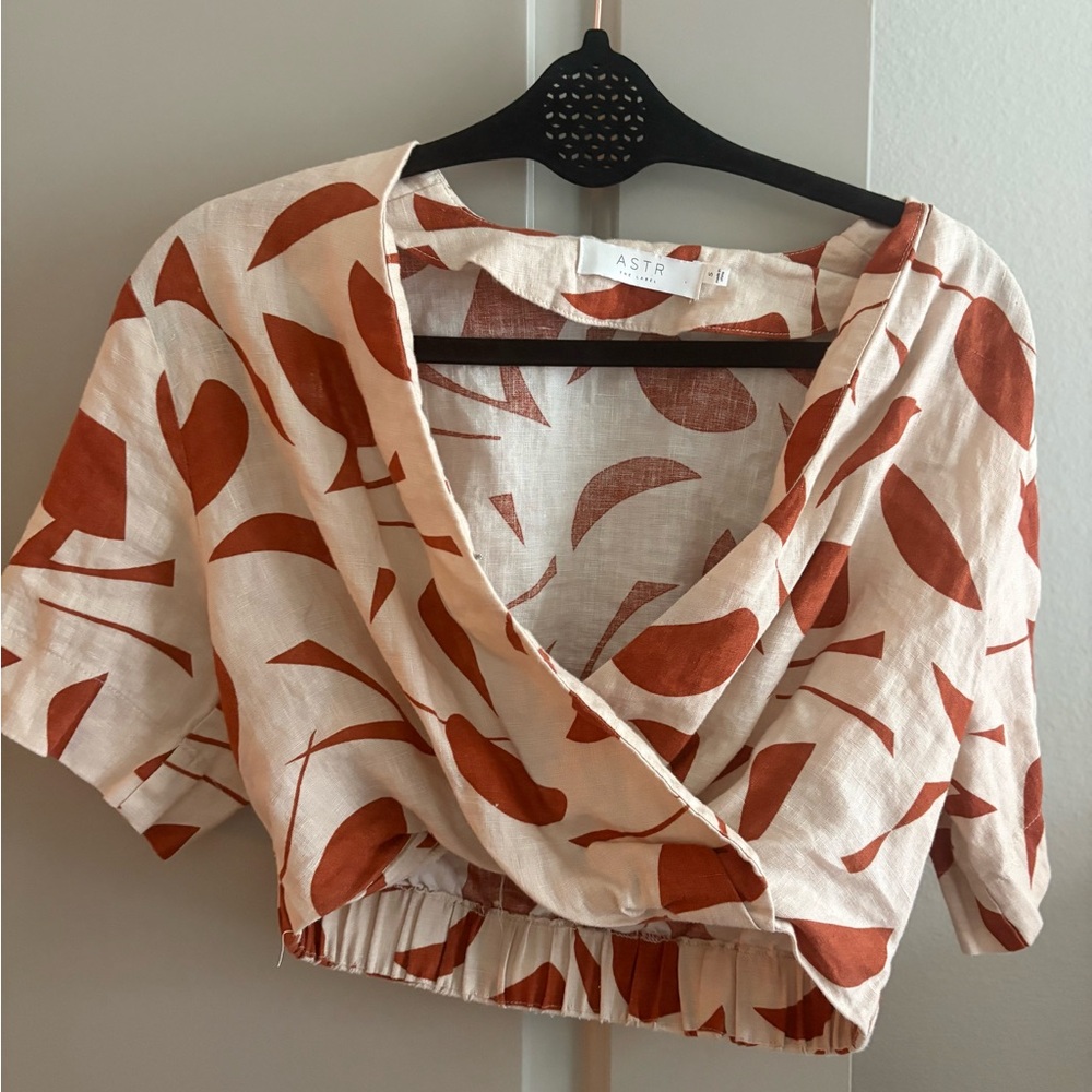 Altar'd State Terracotta and Cream Crop Top